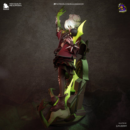 Colorful resin garage kit figure titled Locked in Graves by Tattles Told 3D, featuring detailed sculpting by Bulkamancer Sculpts.