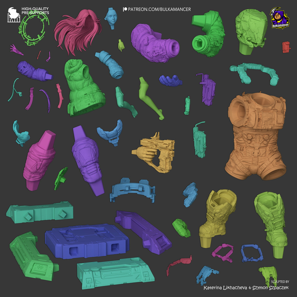 Lunar Family | Resin Garage Kit Figure | Bulkamancer Sculpts