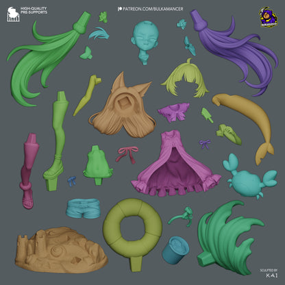 Mackerel Girl | Resin Garage Kit Figure | Bulkamancer Sculpts