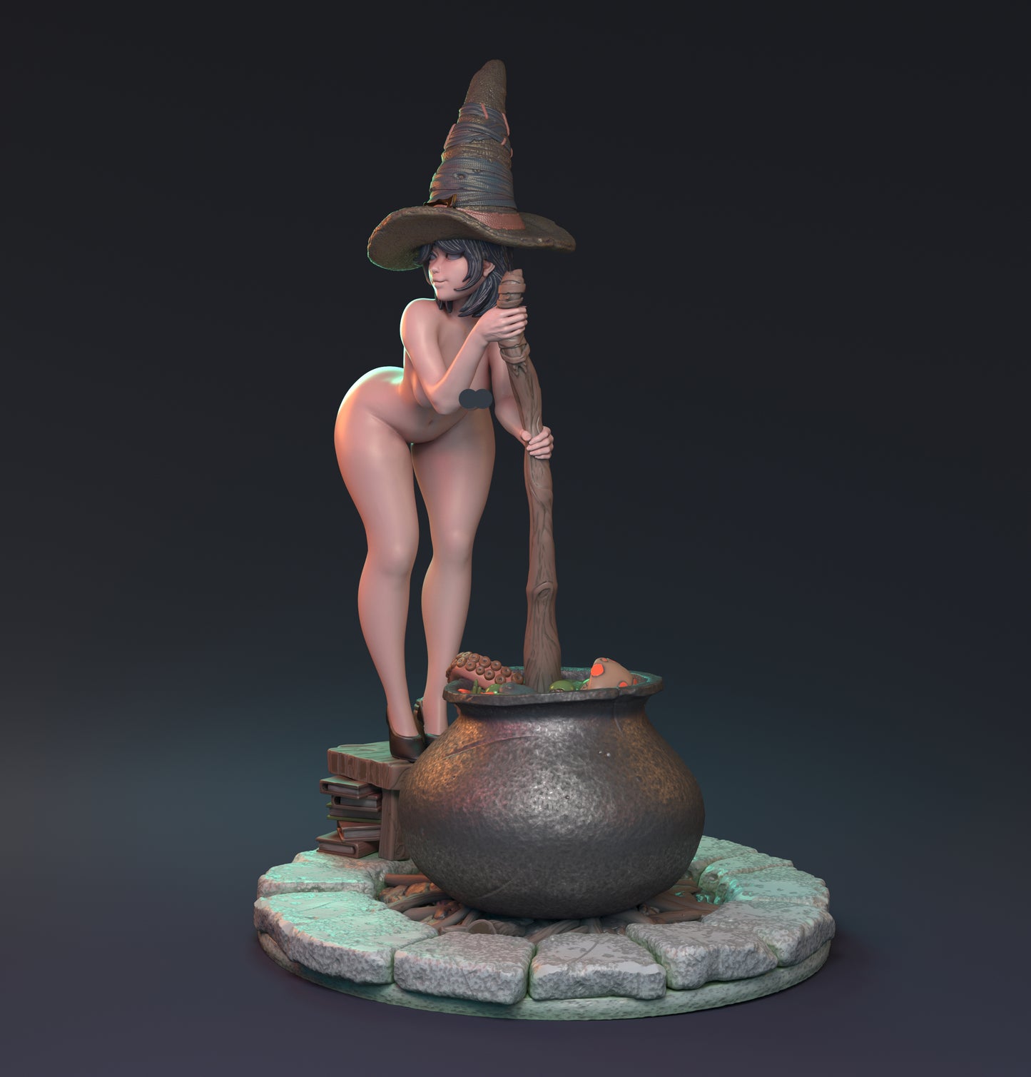 Magical Relationships, Pin Up Witch and Cauldron | D&D TTRPG Miniature | Hardwitch Games