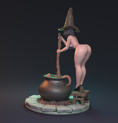 Magical Relationships, Pin Up Witch and Cauldron | D&D TTRPG Miniature | Hardwitch Games