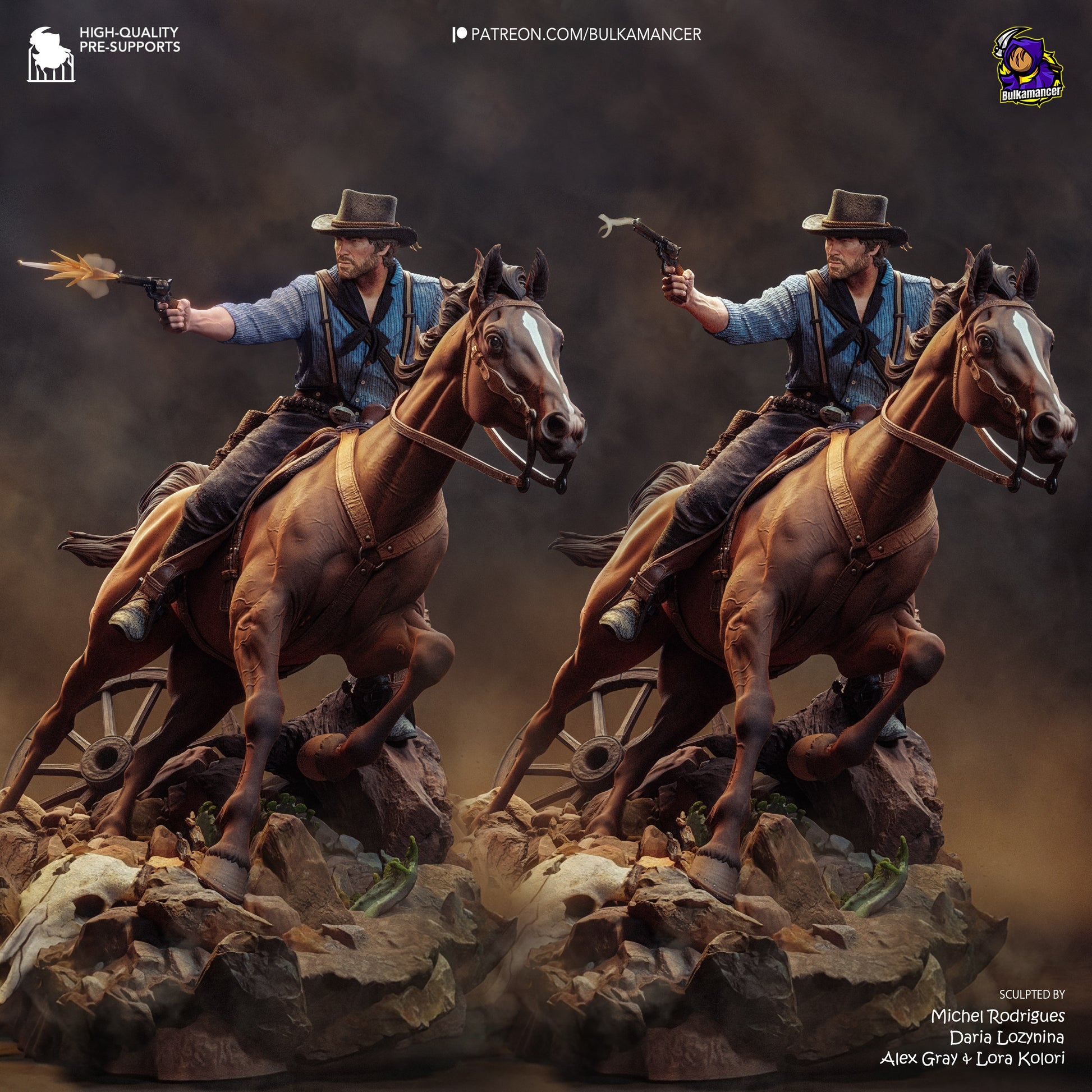 Colorful resin garage kit figure of One More Score by Tattles Told 3D, featuring detailed sculpting and vibrant paintwork.