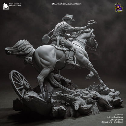 Grey resin garage kit figure of One More Score by Tattles Told 3D, featuring detailed sculpting from the Bulkamancer series.