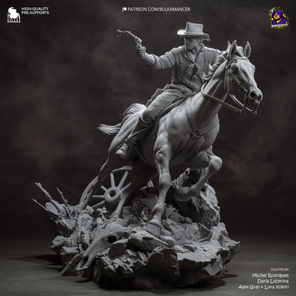 Resin garage kit figure of One More Score by Bulkamancer Sculpts, detailed grey model from Tattles Told 3D.