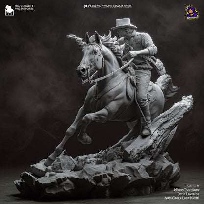 Grey Resin Garage Kit figure of One More Score by Tattles Told 3D, featuring detailed sculpting and a dynamic pose.