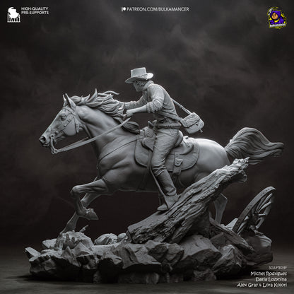 Gray resin garage kit figure of One More Score by Tattles Told 3D, featuring detailed sculpting and a dynamic pose.