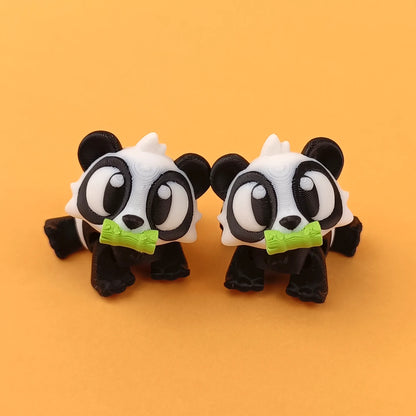 Miniature Flexi Panda figure by Tattles Told 3D, featuring a cute panda with flexible limbs, designed for display or collection.