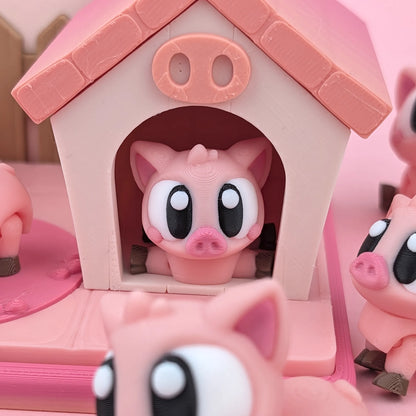 Miniature Flexi Piggy Playset by Tattles Told 3D featuring colorful piggy figures on a playful background.
