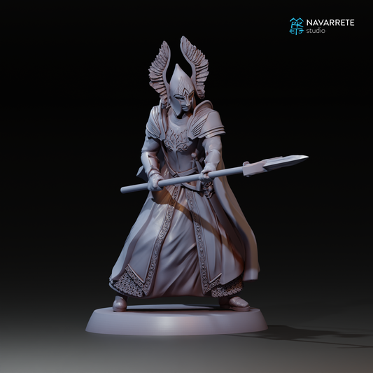 Tattles Told 3D King's Guard tabletop gaming miniature in pose 1 from Navarrete Studio, detailed armor and regal stance.
