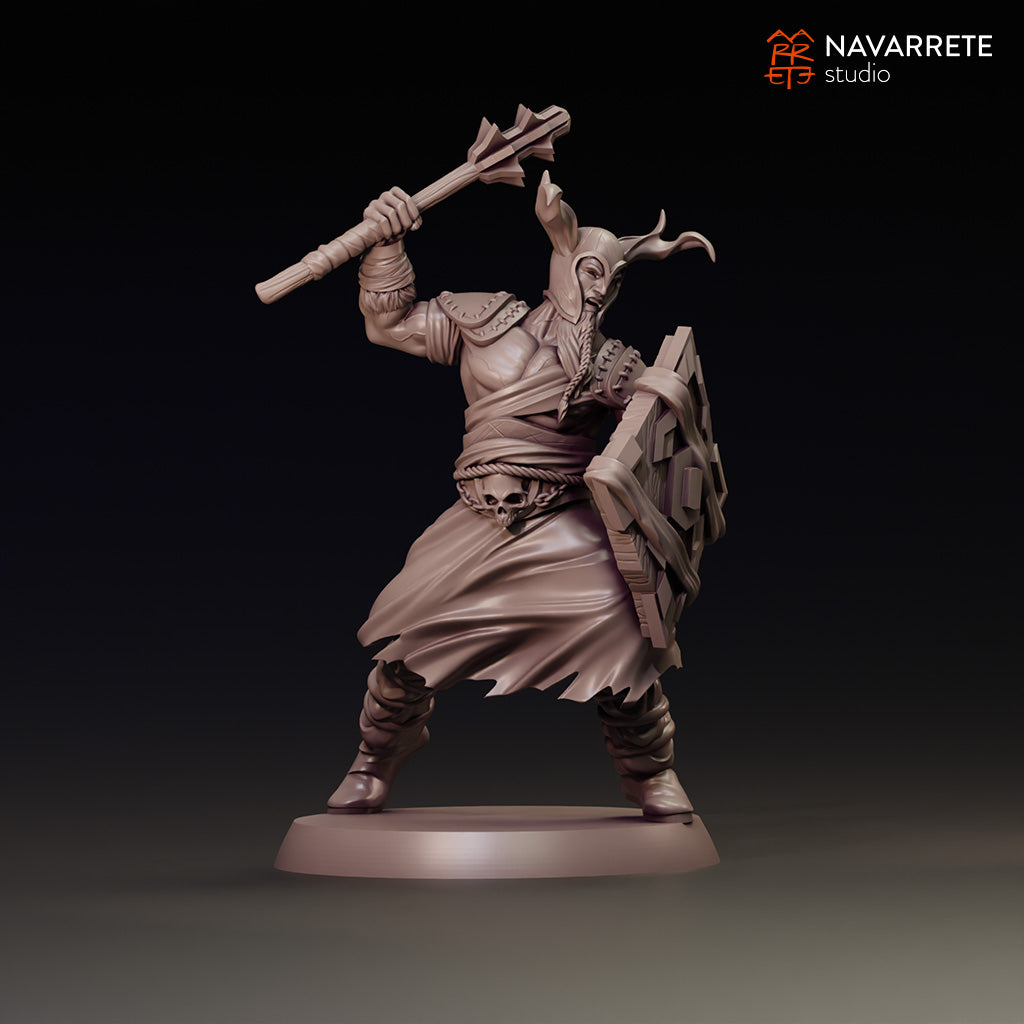 Tattles Told 3D Army of Dorn-Khaz Infantry Warband miniature from Navarrete Studio, showing detailed armored soldiers in pose1.