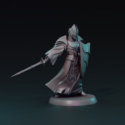 Shadowborn Knights Infantry Warband miniature from Tattles Told 3D, showing detailed armored figure in dynamic pose.