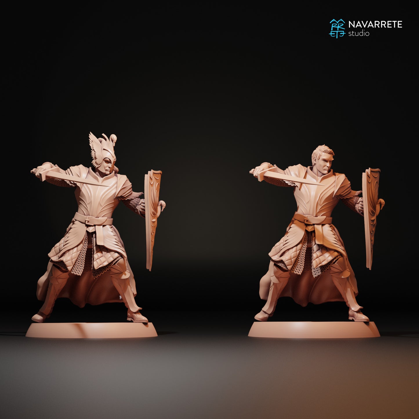 Army of the Golden Swan Infantry Warband miniature by Tattles Told 3D, showing detailed soldiers in armor with weapons for tabletop gaming.