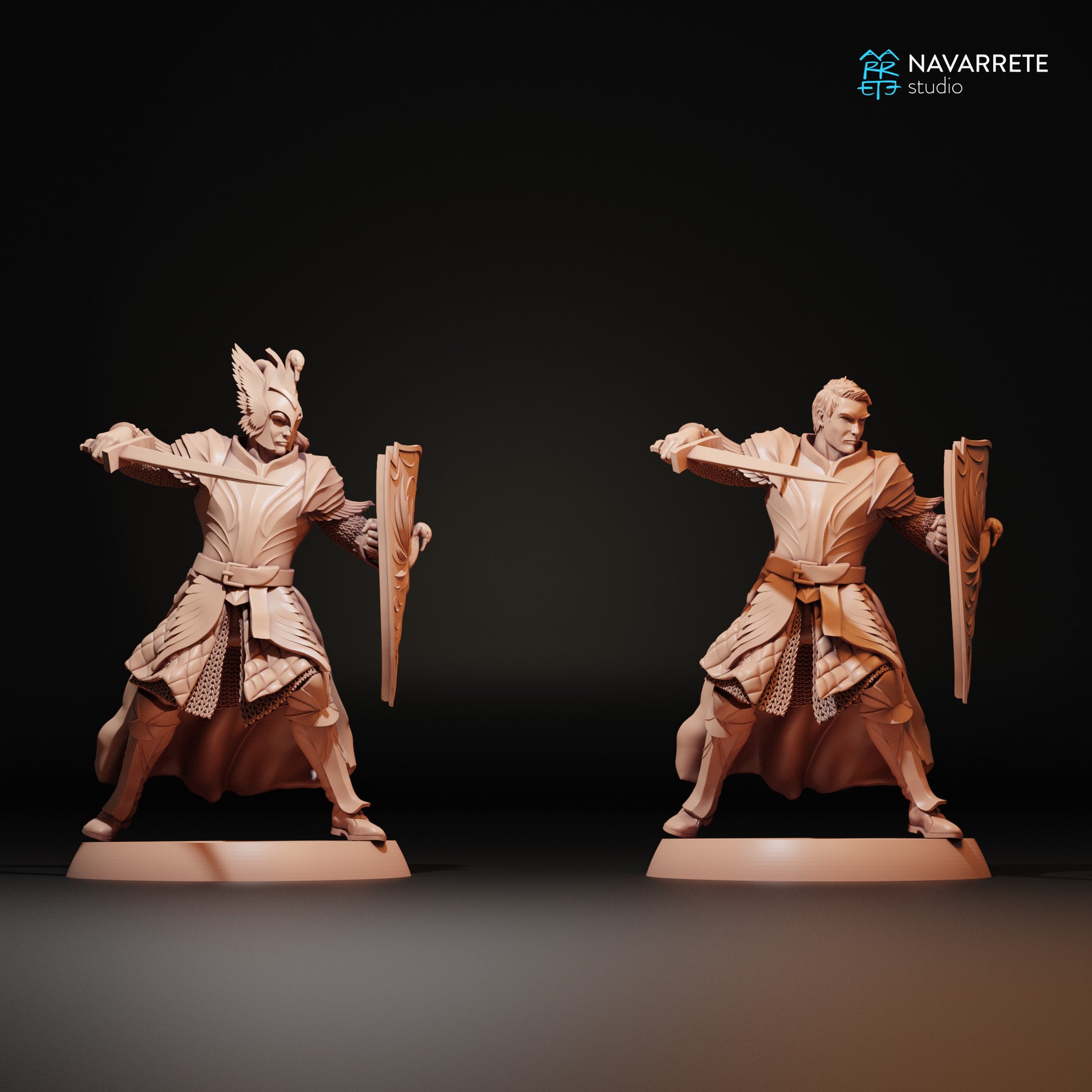 Army of the Golden Swan Infantry Warband miniature by Tattles Told 3D, showing detailed soldiers in armor with weapons for tabletop gaming.