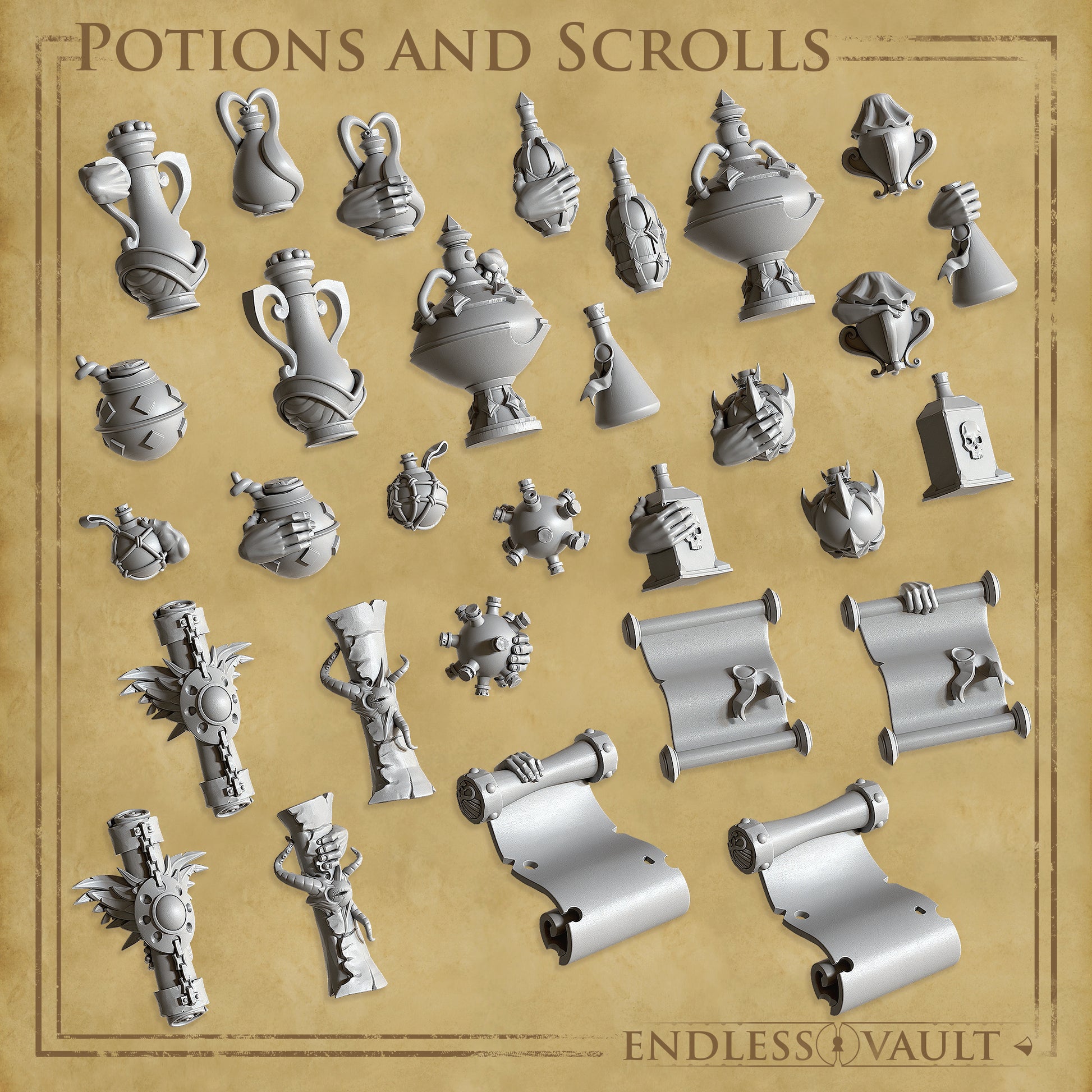 Endless Vault, Weapons, Items, Decor, Terrain | TTRPG Scatter Diorama Kitbashing Miniature | Cast n Play