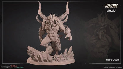 Lord of Terror, Demon | TABLETOP SCALE | TTRPG  Miniature | Bite the Bullet | Unpainted, Unplated Resin 8k