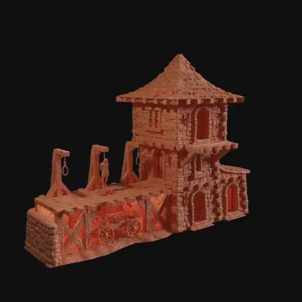Execution Building | 28mm Scale Model Terrain | D&D TTRPG Playable 3D Printed Building | MiniatureLand