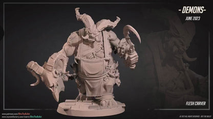 Flesh Carver, Demon | TABLETOP SCALE | TTRPG  Miniature | Bite the Bullet | Unpainted, Unplated Resin 8k