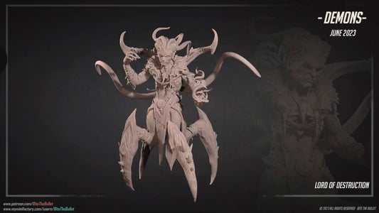 Lord of Destruction, Demon | TABLETOP SCALE | TTRPG  Miniature | Bite the Bullet | Unpainted, Unplated Resin 8k