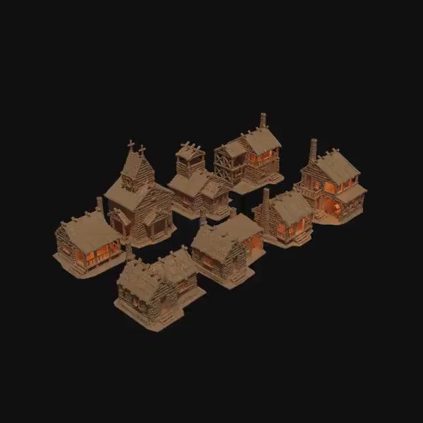 Forest Cabins Set | 28mm Scale Model Terrain | D&D TTRPG Playable 3D Printed Building | MiniatureLand