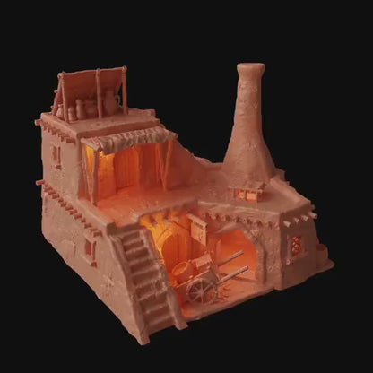 Desert Blacksmith | 28mm Scale Model Terrain | D&D TTRPG Playable 3D Printed Building | MiniatureLand