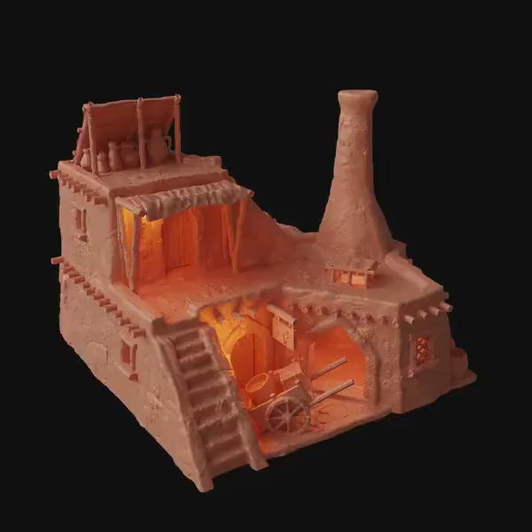 Desert Blacksmith | 28mm Scale Model Terrain | D&D TTRPG Playable 3D Printed Building | MiniatureLand