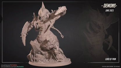 Lord of Pain, Demon | TABLETOP SCALE | TTRPG  Miniature | Bite the Bullet | Unpainted, Unplated Resin 8k
