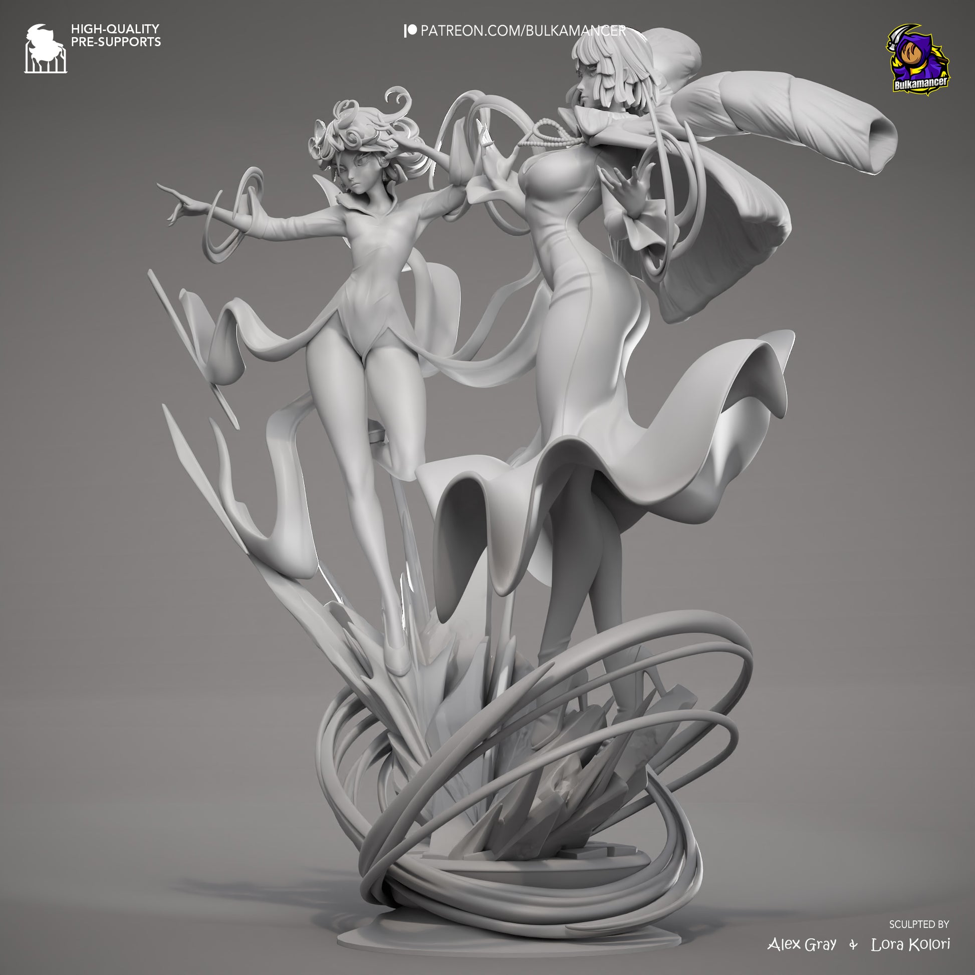 Psychic Duo | Resin Garage Kit Figure Game Fan Art | Bulkamancer Sculpts