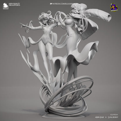 Psychic Duo | Resin Garage Kit Figure Game Fan Art | Bulkamancer Sculpts