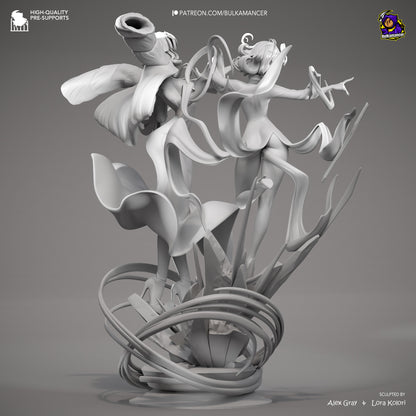 Psychic Duo | Resin Garage Kit Figure Game Fan Art | Bulkamancer Sculpts