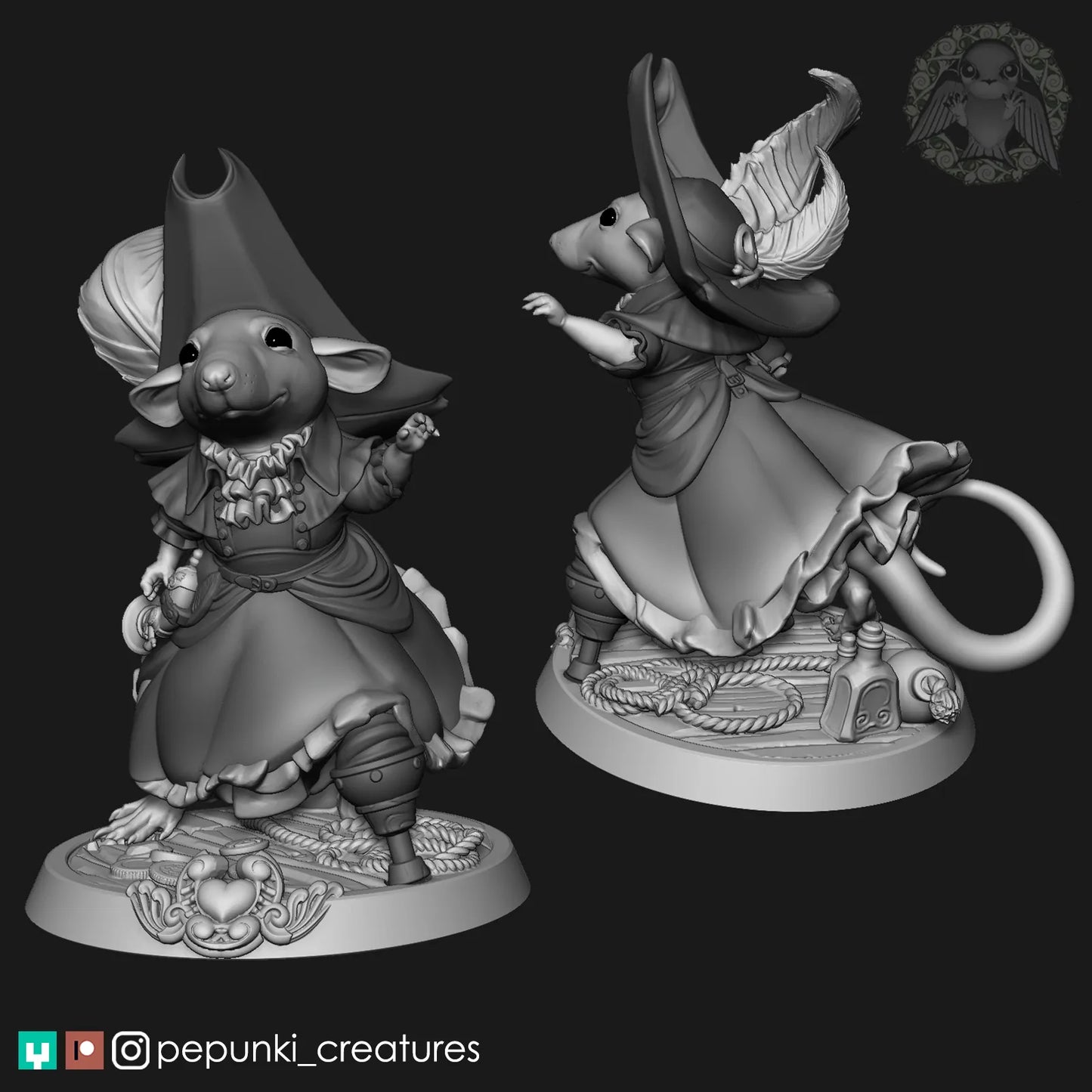 Parsley Rat, Pirate | Tabletop or Display Scale | D&D Humblewood TTRPG Miniature | Pepunki Creatures