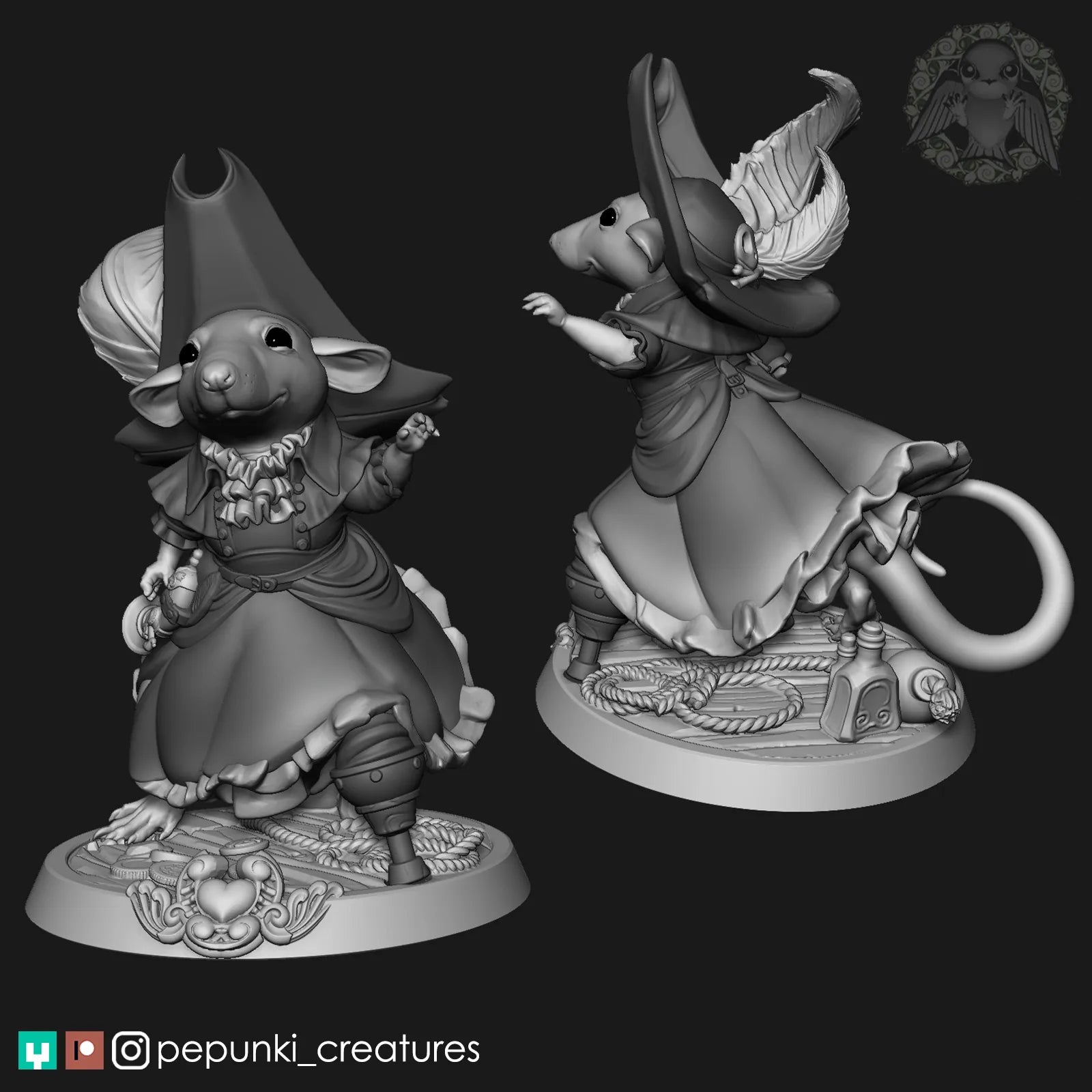Parsley Rat, Pirate | Tabletop or Display Scale | D&D Humblewood TTRPG Miniature | Pepunki Creatures