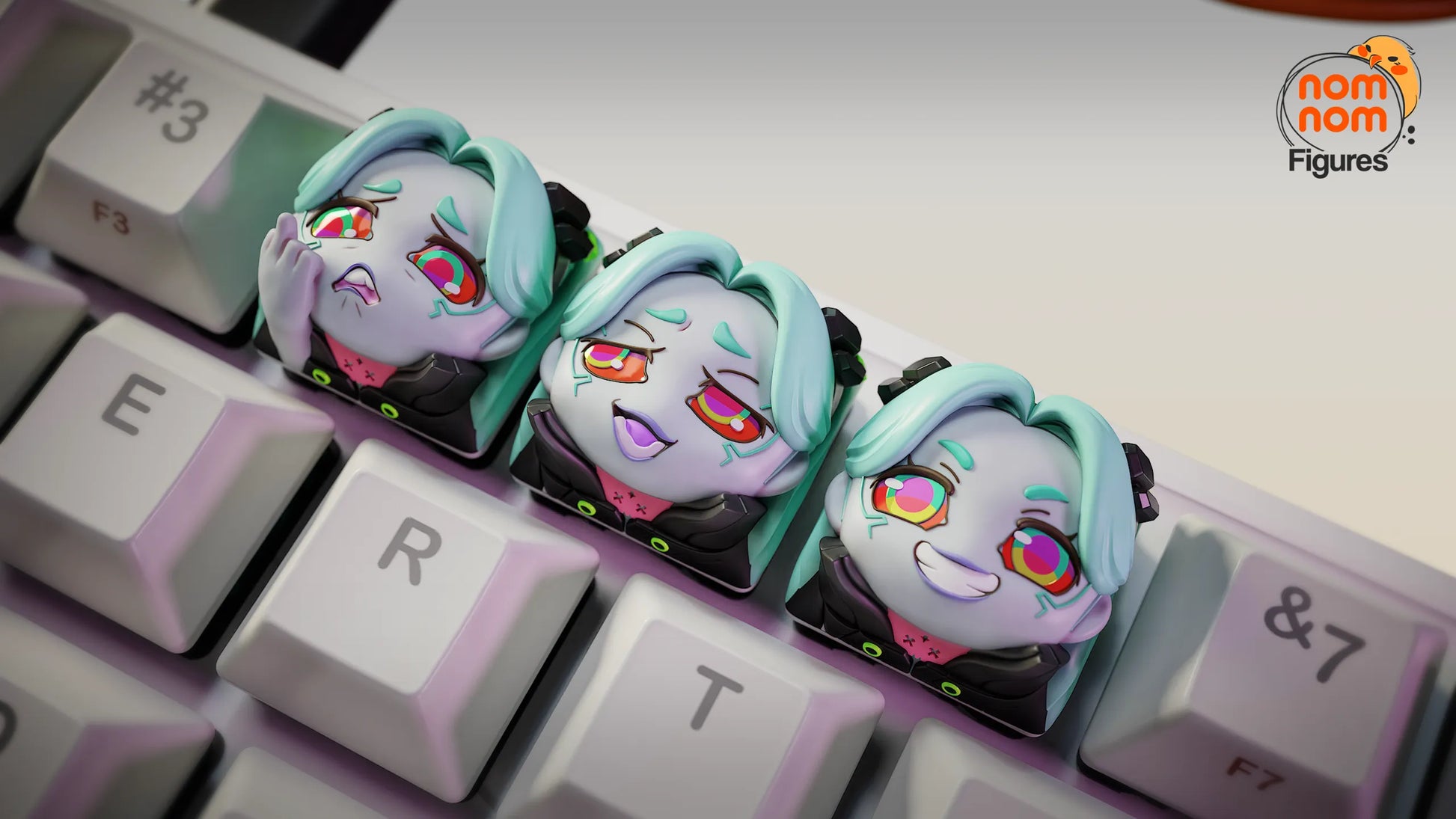 Keycaps - Cyber Runner | 3D Printed Resin Anime Fan Art | Nomnom Figures