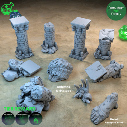 Columns and Statue Scatter | Tabletop Gaming Mini | TPKLab - Tattles Told 3D