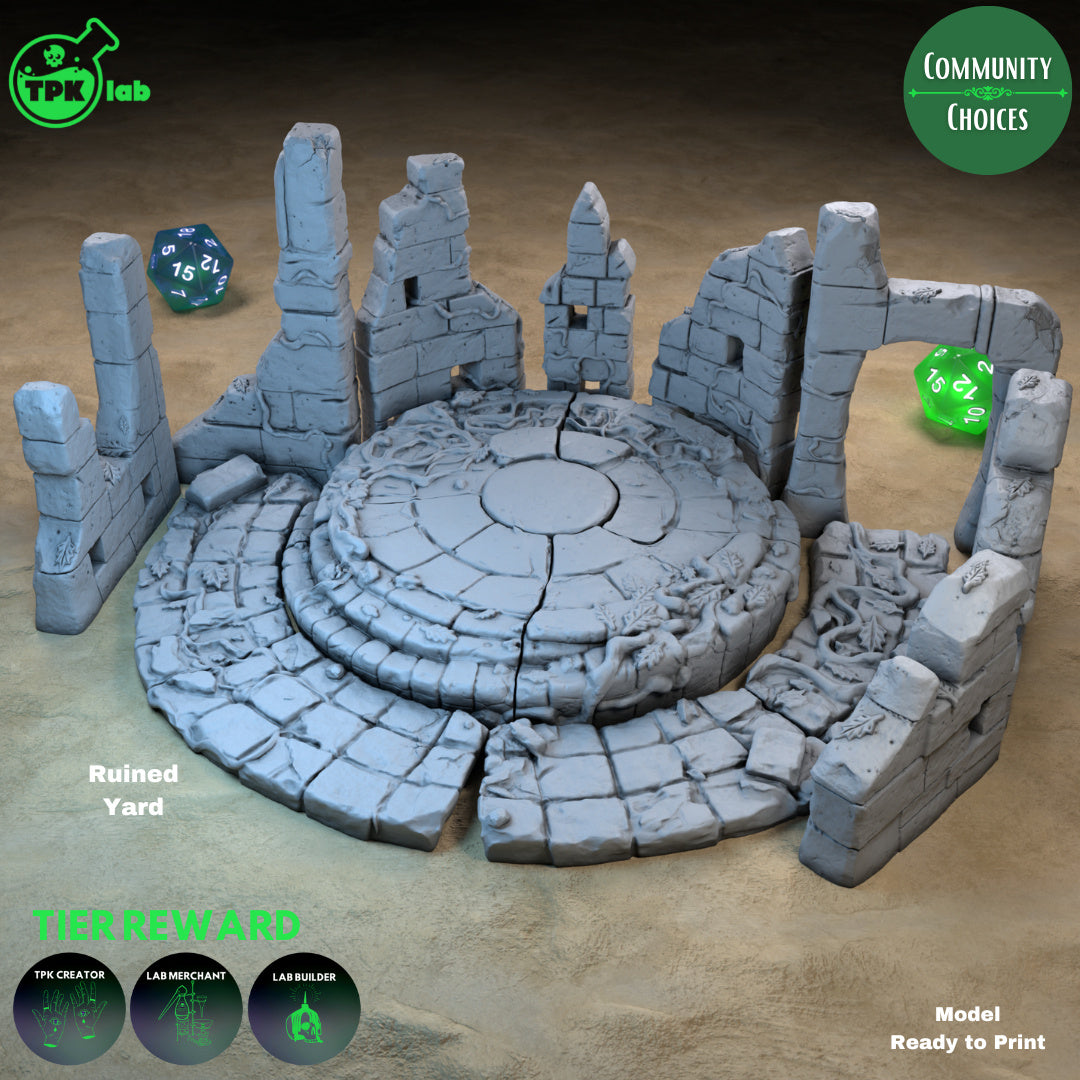 Ruined Yard Terrain | Tabletop Gaming Mini | TPKLab - Tattles Told 3D