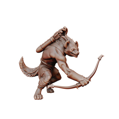 D&D Gnolls Collection miniature by Tattles Told 3D, detailed fantasy gnoll figure for tabletop gaming, painted with textured fur and weapons.
