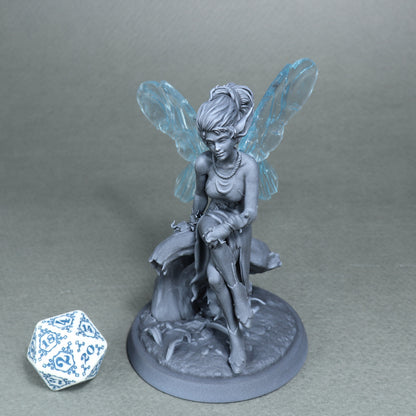 White werewolf tavern miniature of pixies and fairies for D&D tabletop gaming by Tattles Told 3D, displayed on a tabletop.