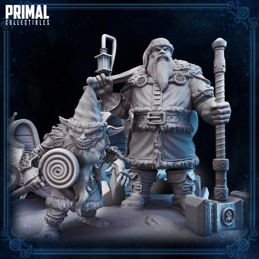 The Christmas Gift, Santa and Gremlin | DnD Character DISPLAY Miniature | PRIMAL Collectibles - Tattles Told 3D