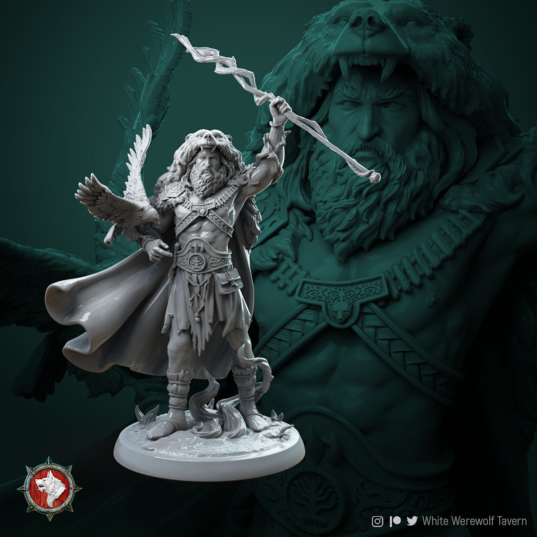 Rafinus Ursa Grim Grip, Druid Wild Shape Bear | Gaming or Display Miniature | White Werewolf Tavern