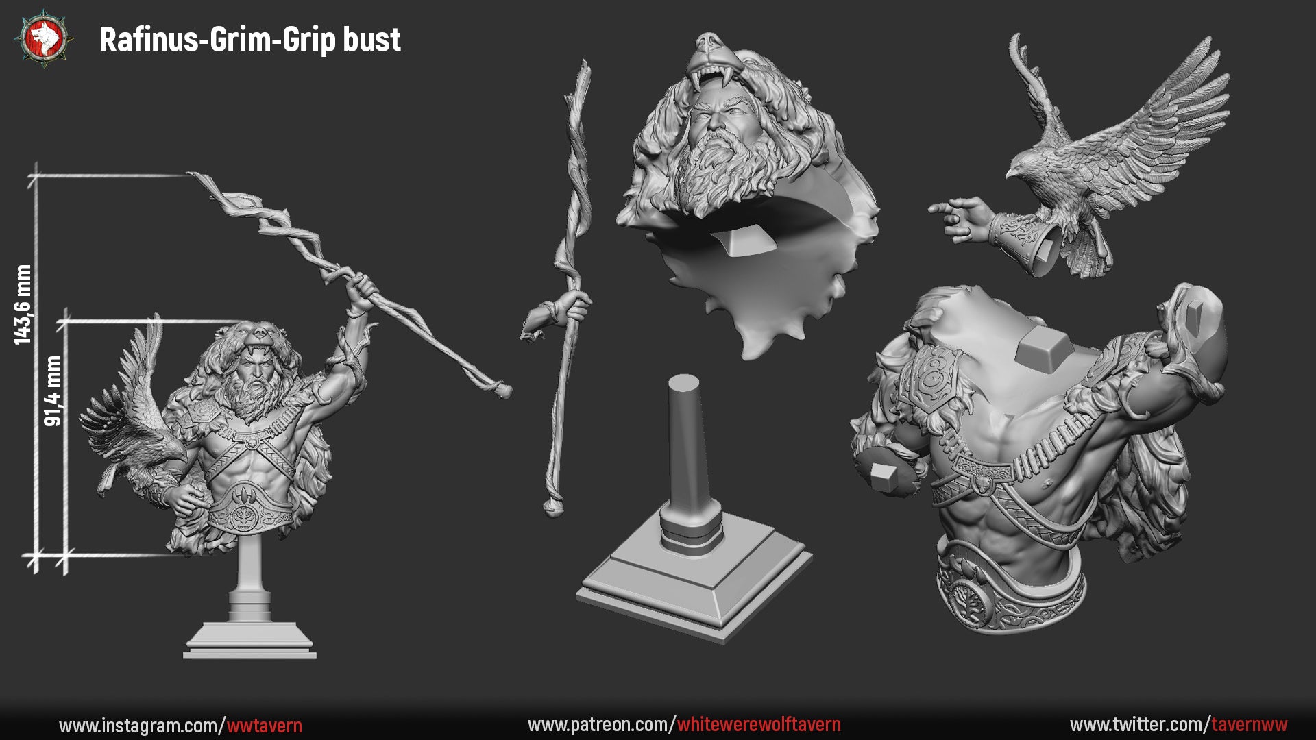 Rafinus Ursa Grim Grip, Druid Wild Shape Bear | Gaming or Display Miniature | White Werewolf Tavern