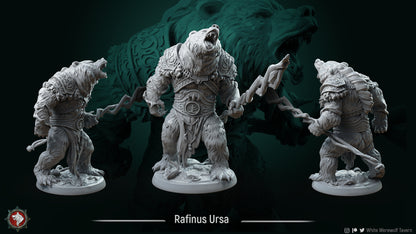Rafinus Ursa Grim Grip, Druid Wild Shape Bear | Gaming or Display Miniature | White Werewolf Tavern