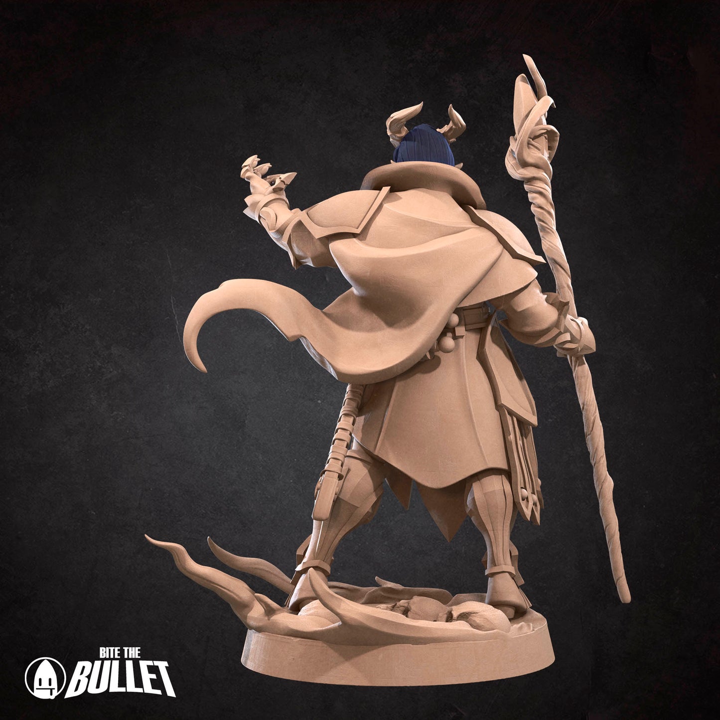 Druide Tiefling avec Lance ou Bâton MODULAIRE | Miniature de personnage D&amp;D TTRPG | Mordre la balle