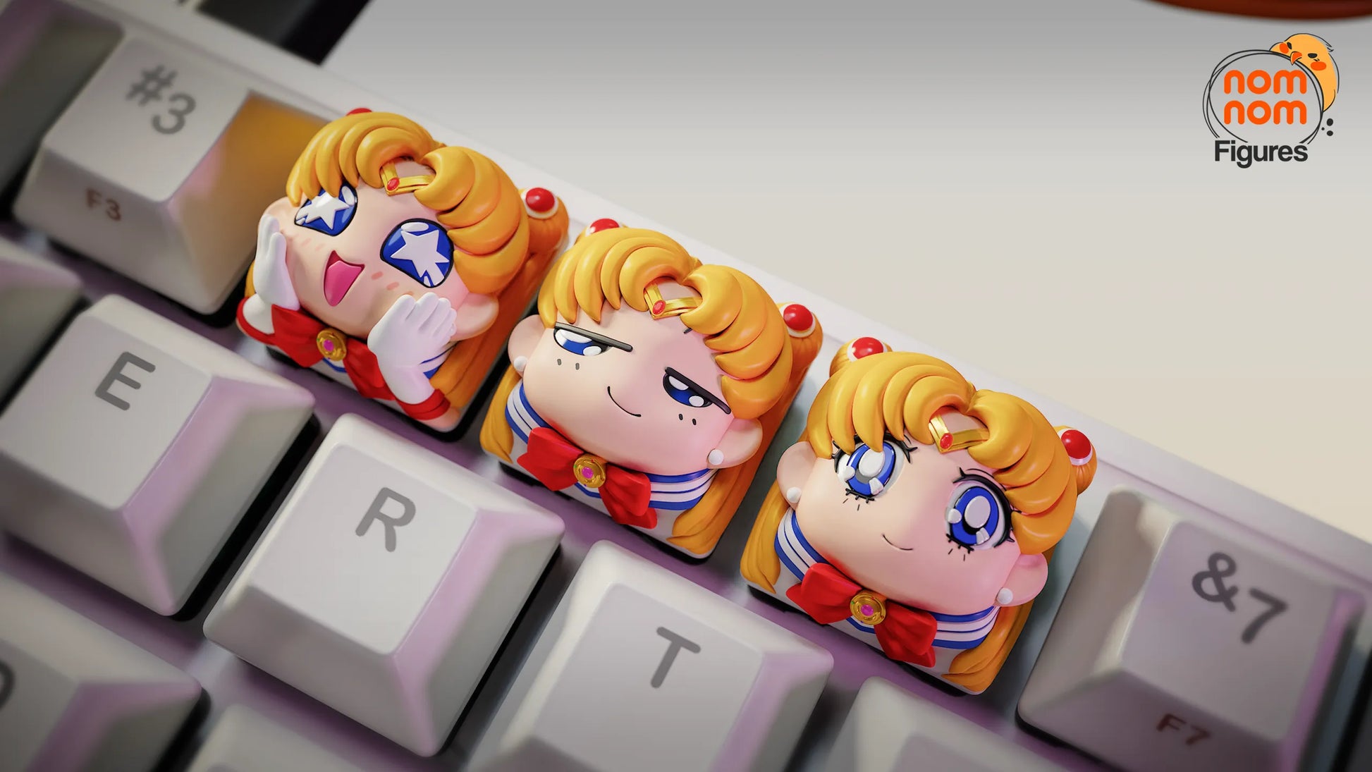 Keycaps - Lunar Senshi | 3D Printed Resin Anime Fan Art | Nomnom Figures