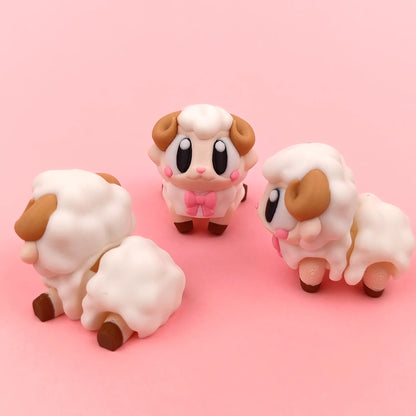 Miniature Flexi Sheep by Tattles Told 3D with soft, flexible body and detailed fleece texture, perfect for collectors or crafting.