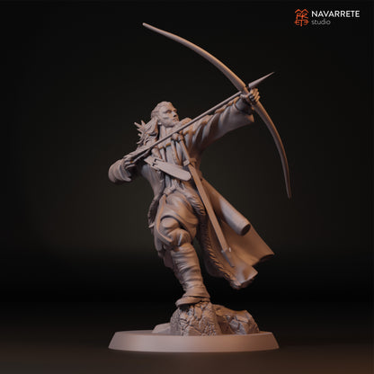 Miniature of Sibard the Arrow Rain on foot, a tabletop gaming figure by Tattles Told 3D, from Navarrete Studio's miniatures collection.