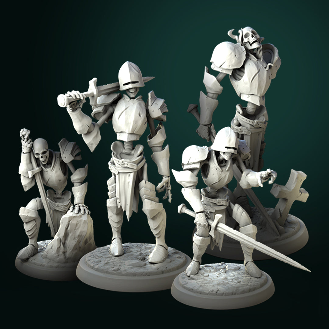 Four Skeletons Set | TTRPG Miniature | White Werewolf Tavern