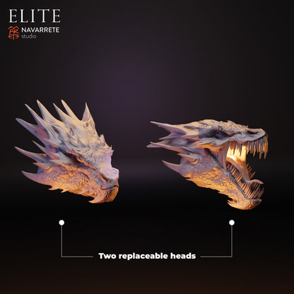 Smarok, the Dragon of Greed miniature from Tattles Told 3D, displayed on a tabletop gaming setup with intricate details.