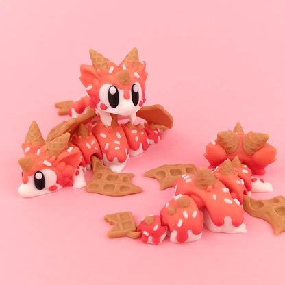 Miniature Flexi Sugar Rush Mini Dragon and Egg by Tattles Told 3D, detailed colorful dragon figure with an egg.