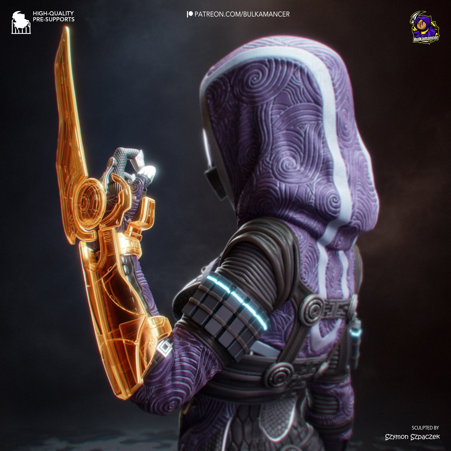 Colorful Synth Hunter resin garage kit figure by Tattles Told 3D, featuring detailed sculpting and vibrant paintwork.