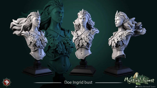 Doe Ingrid | Miniature Bust | White Werewolf Tavern - Tattles Told 3D