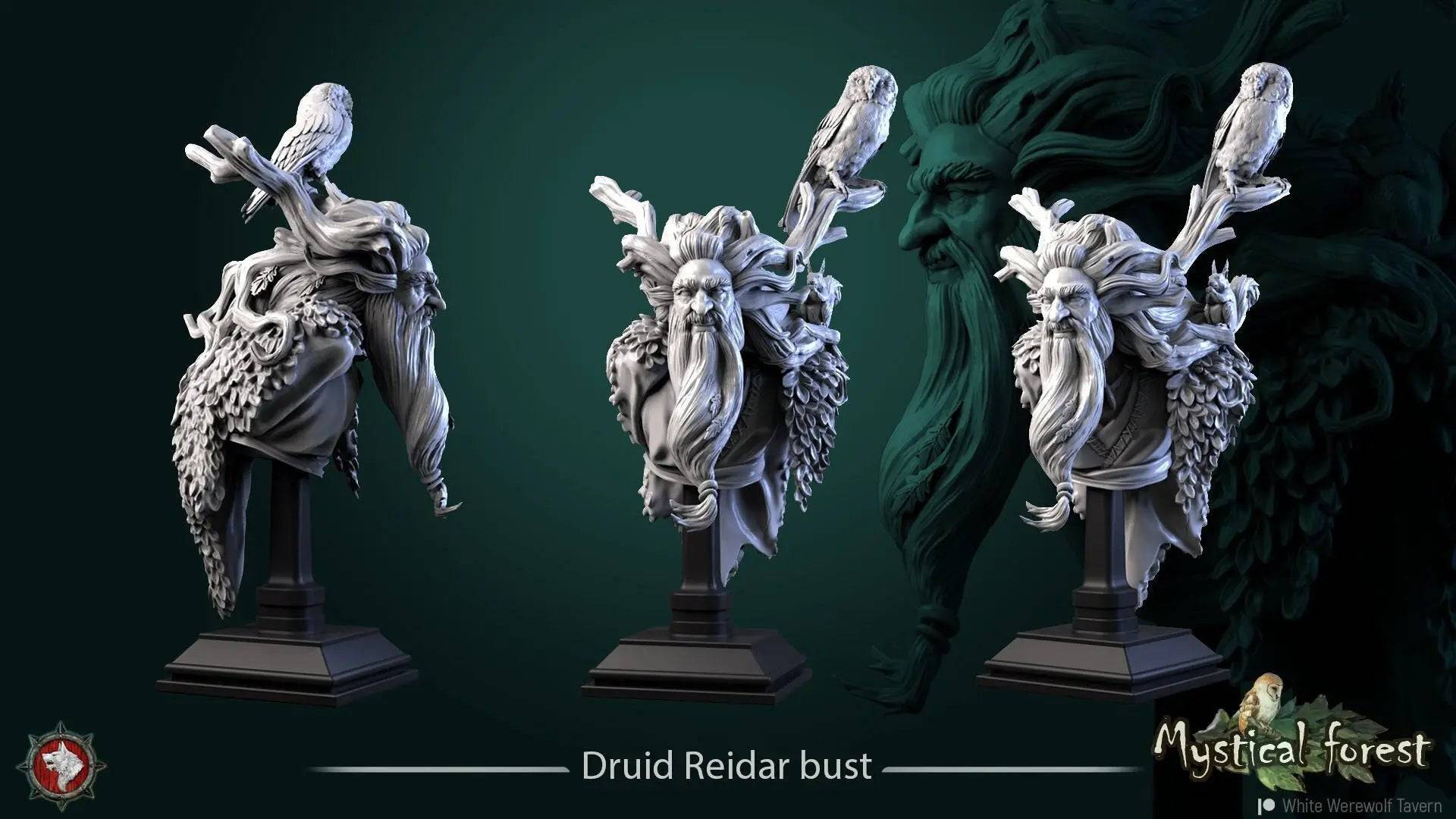 Druid | Miniature Bust | White Werewolf Tavern - Tattles Told 3D